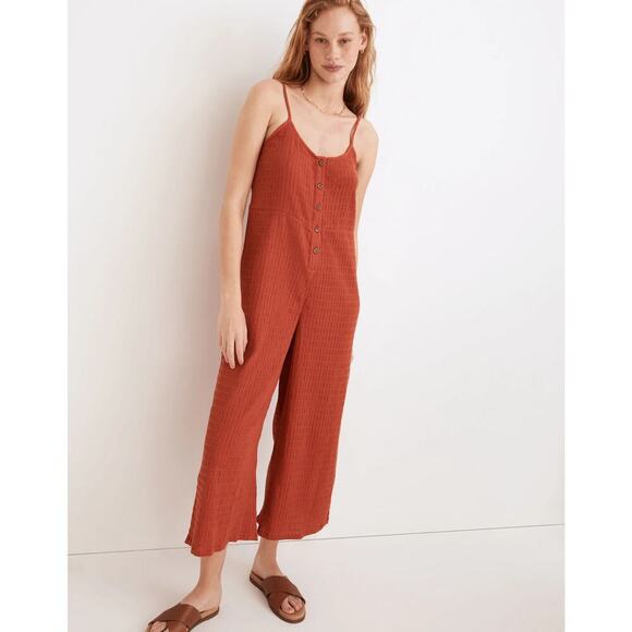 MADEWELL Textured Cover-Up Jumpsuit Fresh Chili 2022 Casual Summer Red Small - Picture 8 of 9